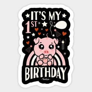 It's My 1st Birthday Pig Sticker